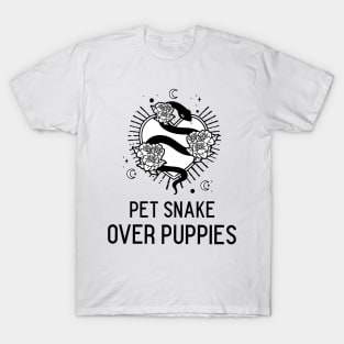 Pet snake over puppies snake lover T-Shirt